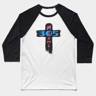 Faithful in the 305: Miami Cross Design Baseball T-Shirt